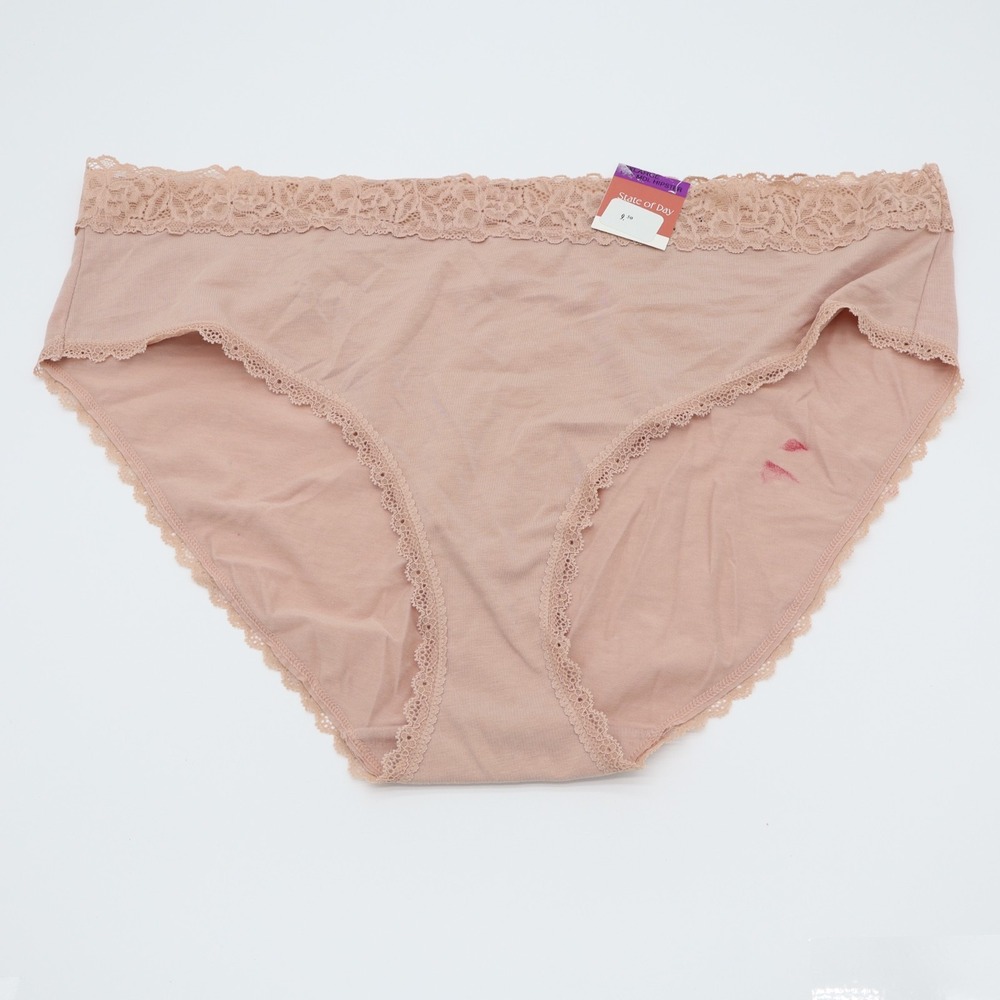 State Of Day Intimates Seamless Brief Panty Womens 2XL Beige Cotton Stretch